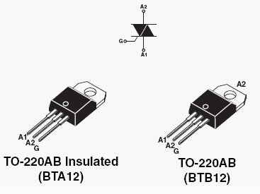 BTB12-800C, Симистор на 12 Ампер 800 Вольт, неизолированный корпус